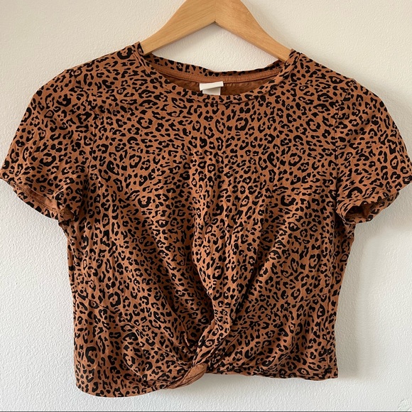 H&M cropped leopard print top / size small - Picture 1 of 3